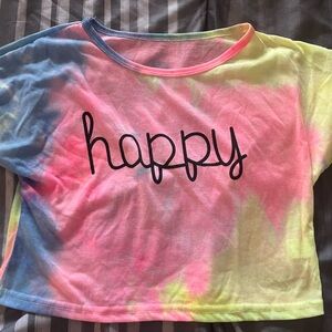 Pink and Blue Crop Top with Watercolor Effect